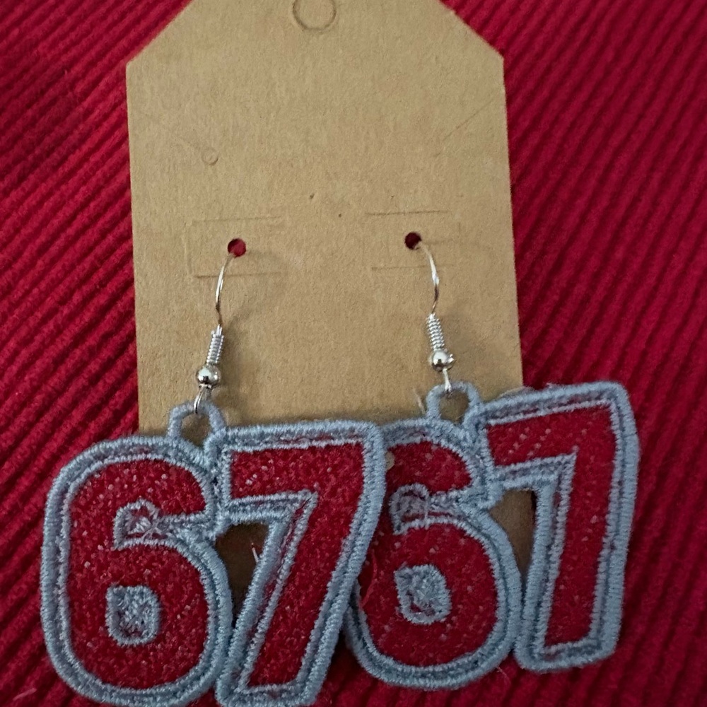 Red and Gray Number Earrings